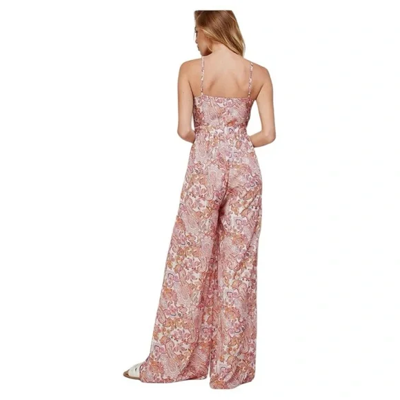 NWT Sweet Lemon baby pink paisley metal ring cutout jumpsuit size M - Picture 3 of 9